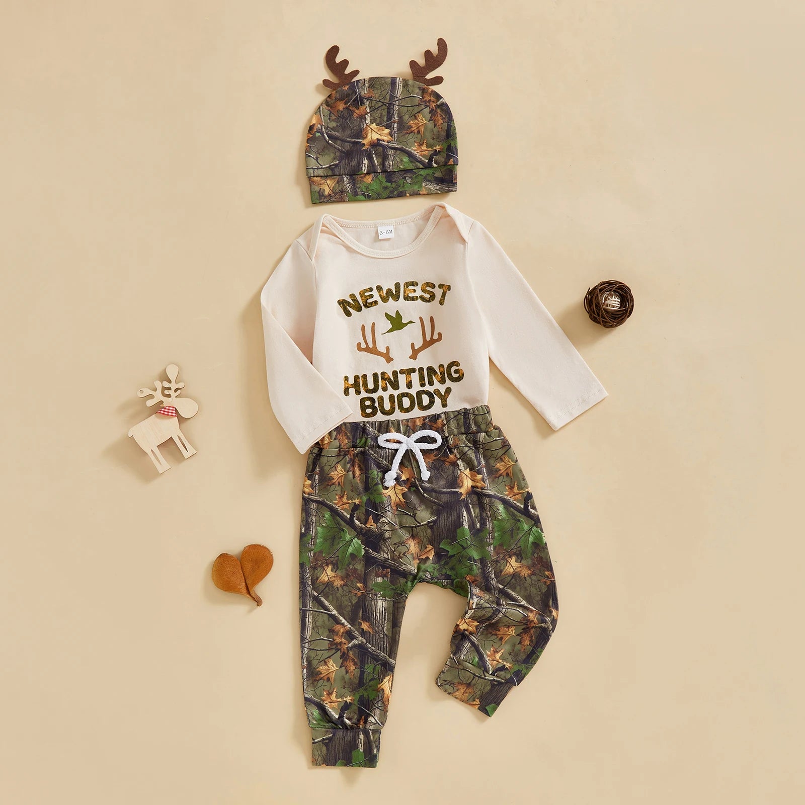 Newest Hunting Buddy 3pcs Baby Outfit Set