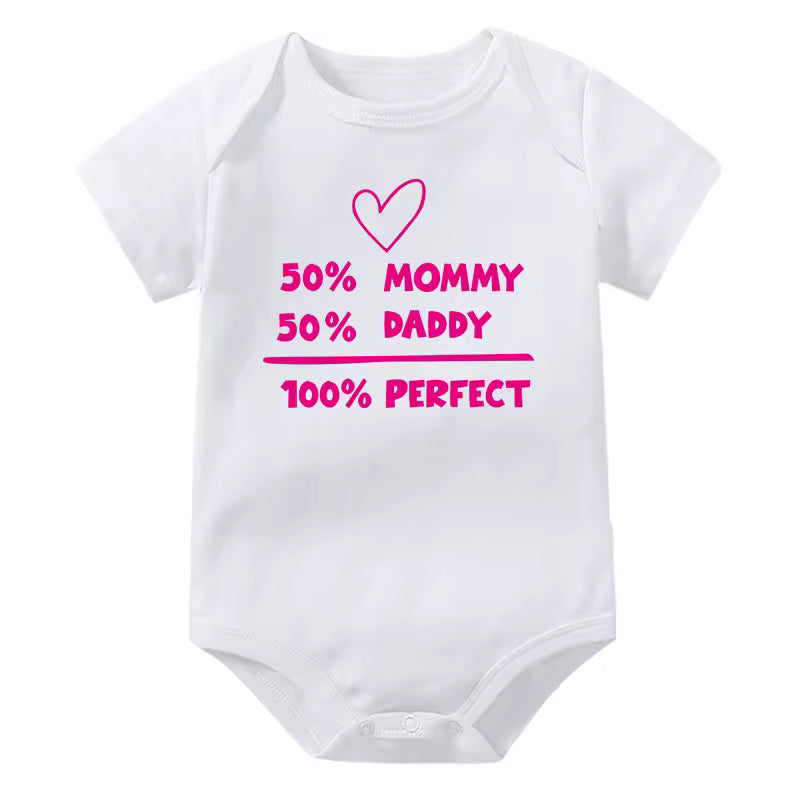 50% Mommy 50% Daddy 100% Perfect Baby Onesie (Multiple Color)