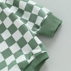 Long Sleeve Checkered Onesie