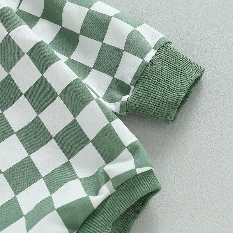 Long Sleeve Checkered Onesie