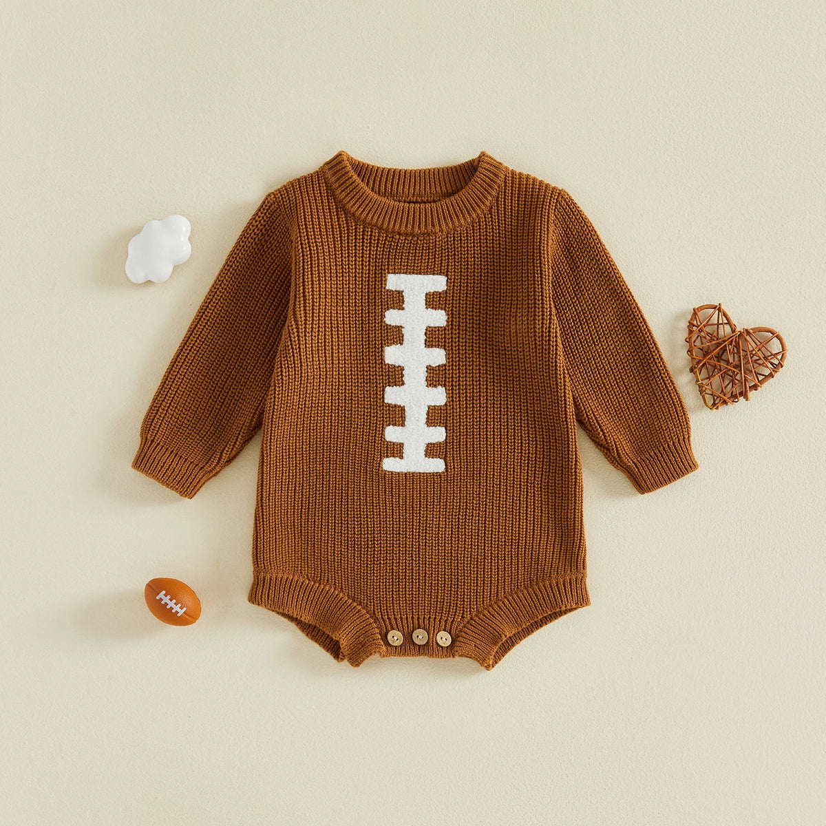 Baby Rugby Football Knit Romper 🏈