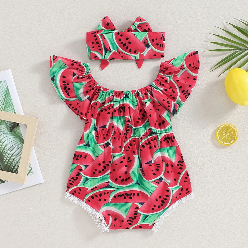 Sweet Watermelon Striped Outfit