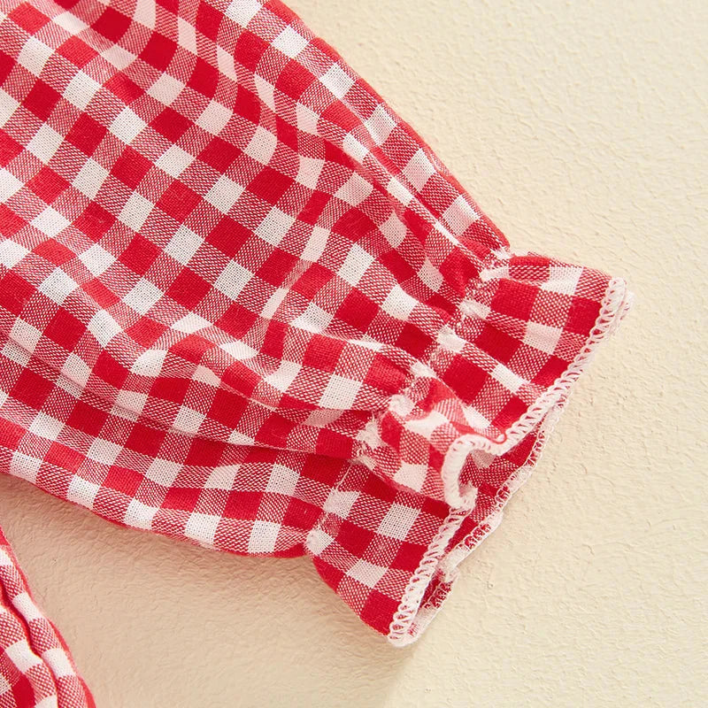 Ruffled Plaid Romper & Headband
