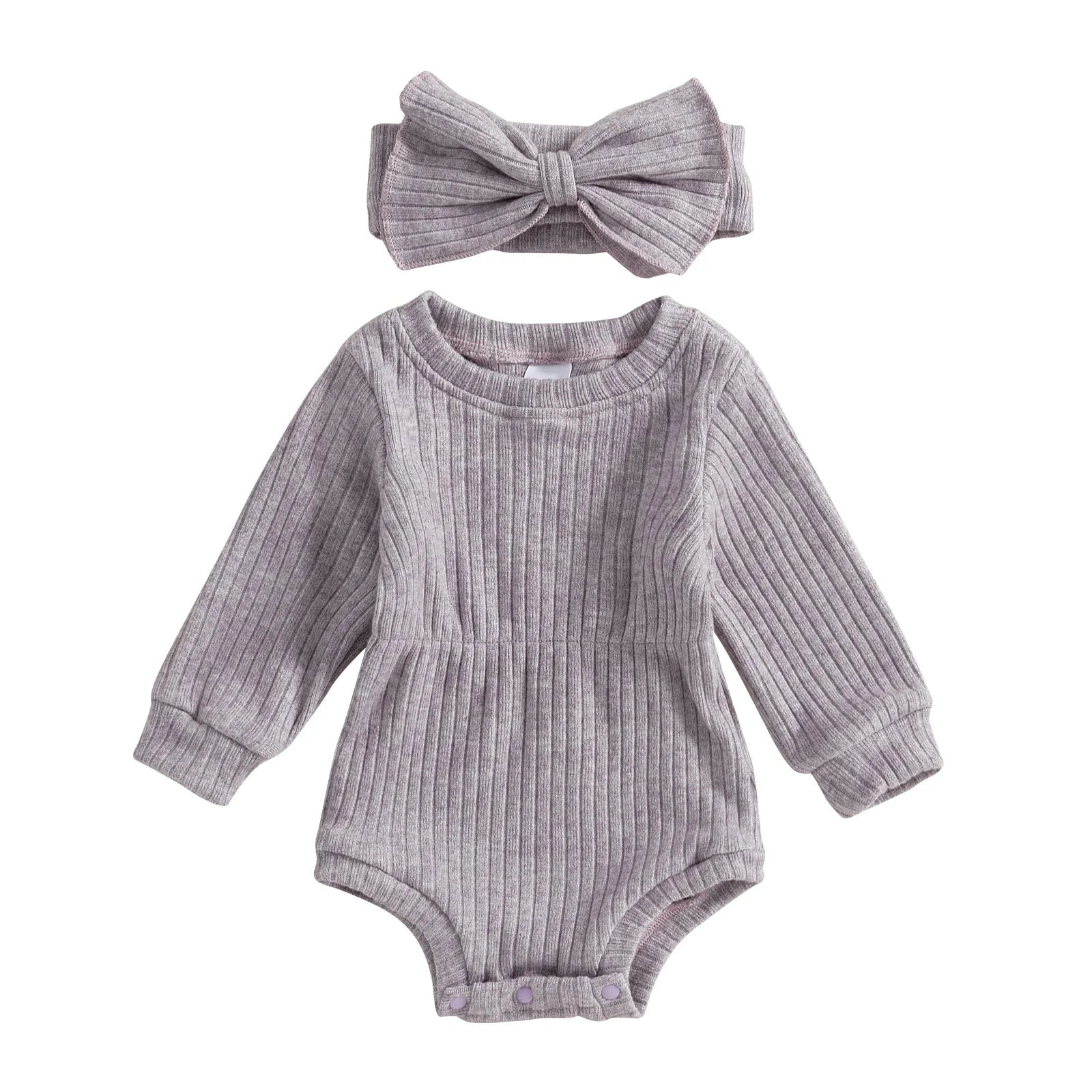 Solid Shaila Ribbed Onesie & Headband