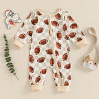 Checkered Football Zipper Onesie
