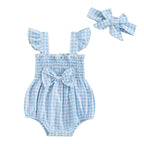 Cinched Plaid Romper & Bow