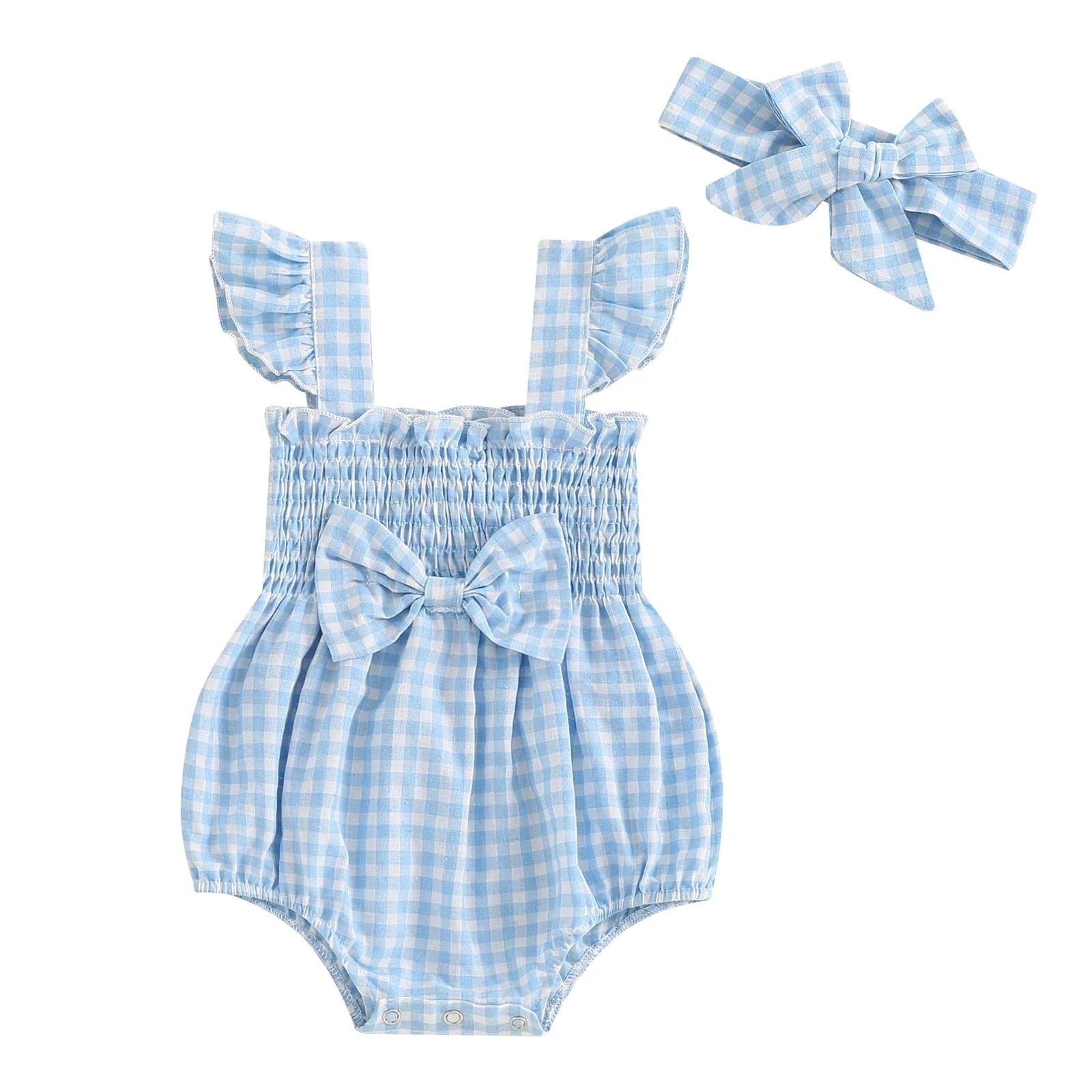 Cinched Plaid Romper & Bow