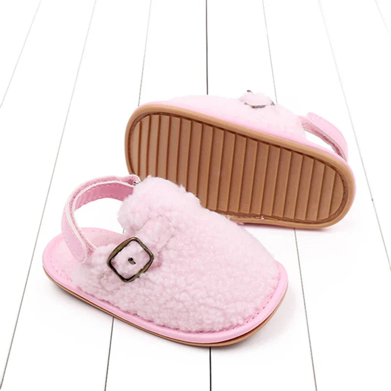 Fleece Buckle Strap Shoes