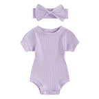 Solid Ribbed Mia Onesie & Headband