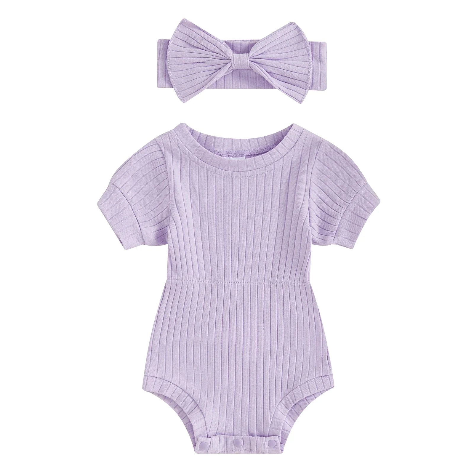 Solid Ribbed Mia Onesie & Headband