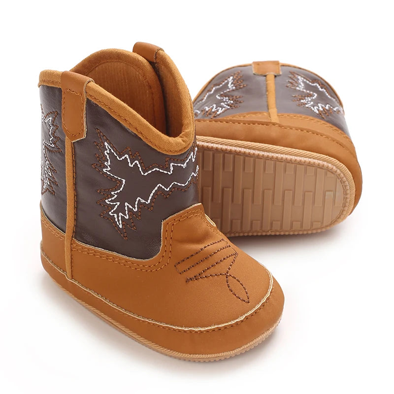 Baby Cowboy Boots – Embroidered First Walker Shoes