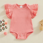 Ribbed Ruffles Solid Onesie