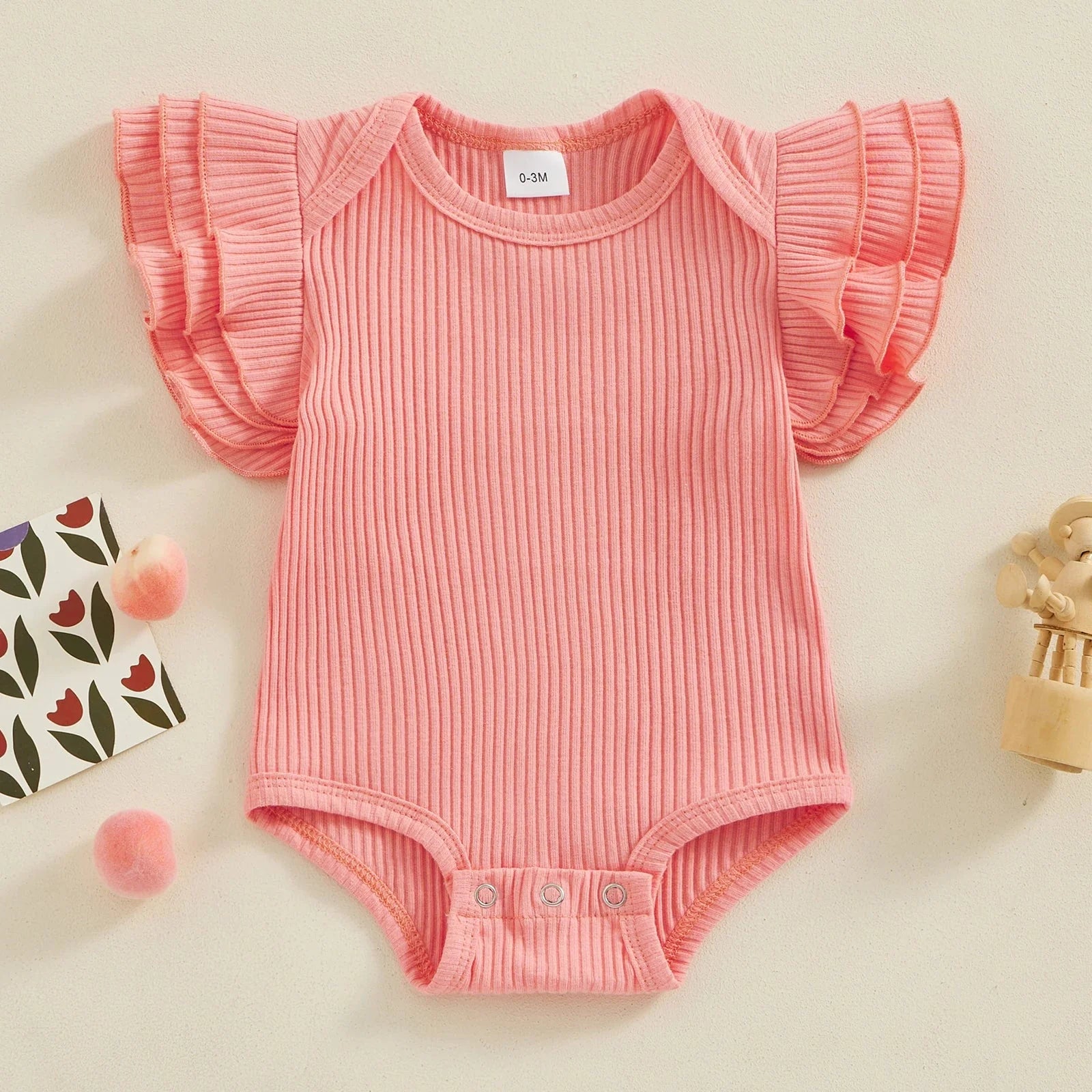 Ribbed Ruffles Solid Onesie