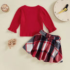 Ribbed Tamara Top & Plaid Skirt