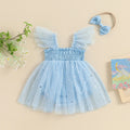 Baby Blue Stars Dress & Headband