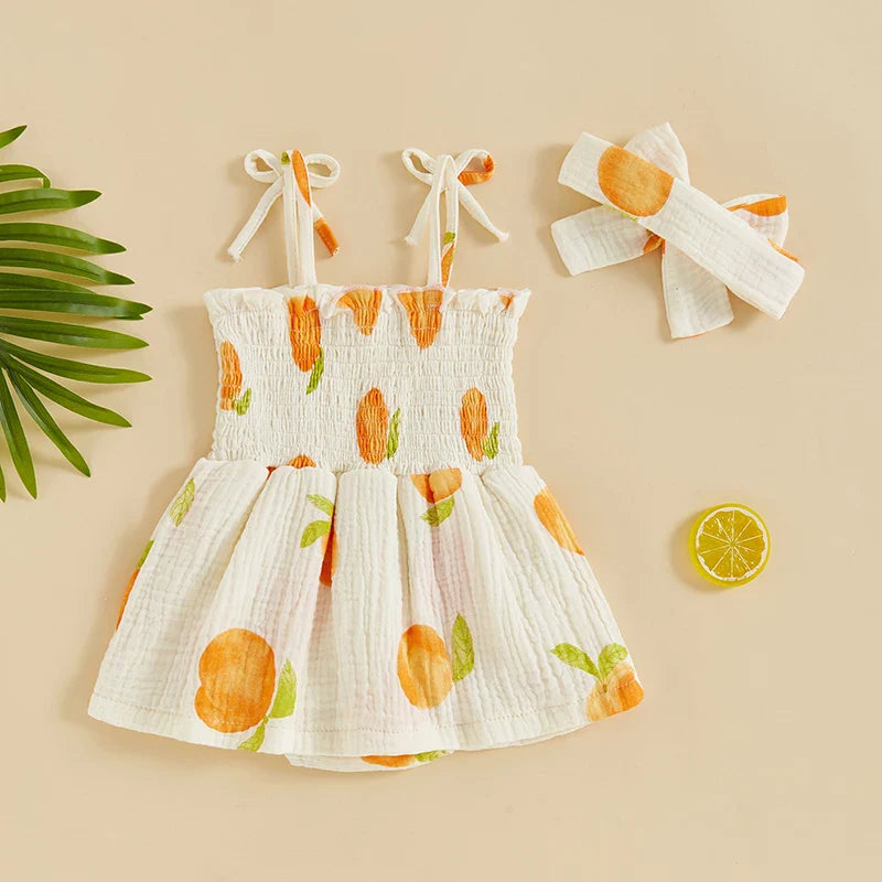 Summer Peach Tree Dress & Bow
