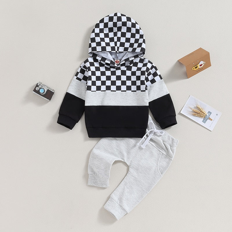 Checkered Hoodie & Pants Outfit