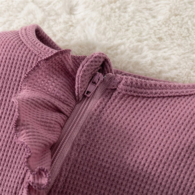 Solid Footies Ruffled Onesie & Headband