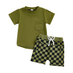 Pocket T-shirt & Checkered Shorts