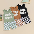 Little Dude Tank & Checkered Shorts