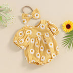 Puff Sleeve Daisy Romper & Headband