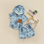 Hooded Pocket Tie Dye T-Shirt & Shorts