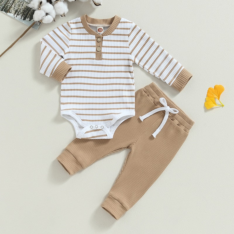 Ribbed Striped Onesie & Pants