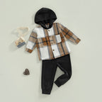 Plaid Hoodie Top with Solid Pants