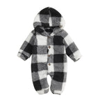 Plush Plaid Hoodie Romper