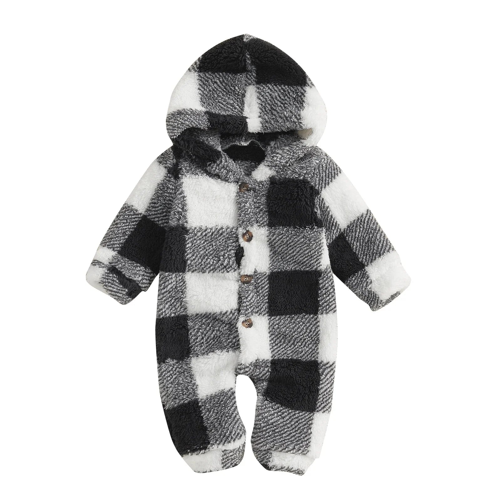 Plush Plaid Hoodie Romper