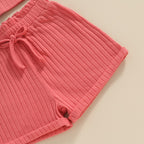 Solid Ribbed Button Tank & Shorts