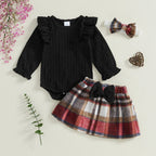 RaeAnn Ruffle Plaid Skirt Outfit & Headband