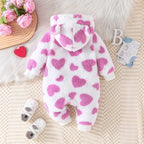 Plush Hoodie Heart Romper