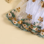 Floral Embroidered Bow Dress & Headband