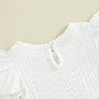 Solid Ruffled Fly Sleeve Onesie