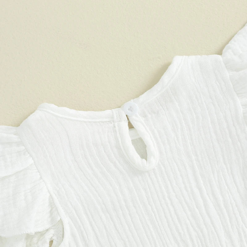 Solid Ruffled Fly Sleeve Onesie
