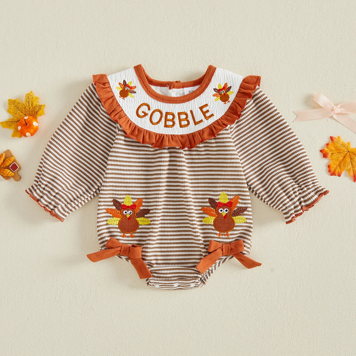Baby Girl Thanksgiving Turkey Romper