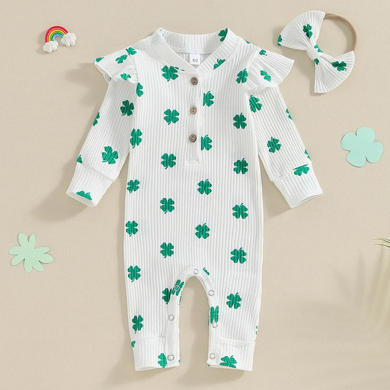 Ribbed Clover Onesie & Headband