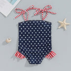 Shoulder Tie Stars & Stripes Swimsuit