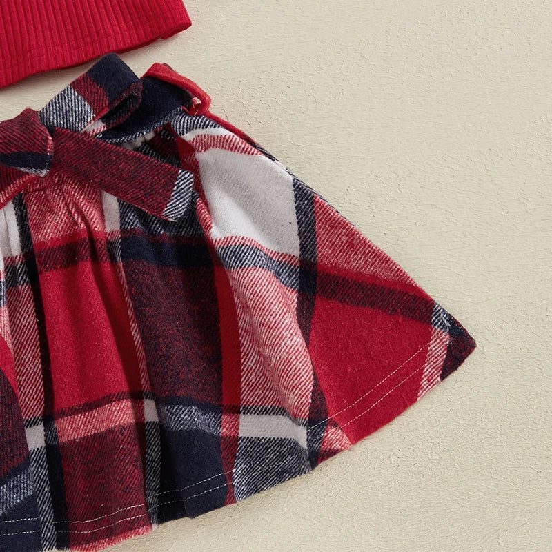 Ribbed Tamara Top & Plaid Skirt