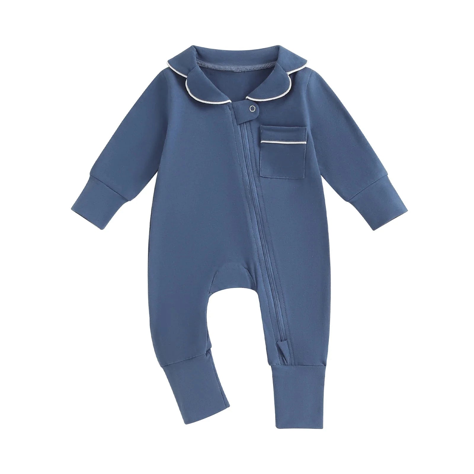 Solid Collared Pocket Onesie