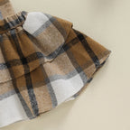 Piper Plaid Overalls Dress & Bow Outfit