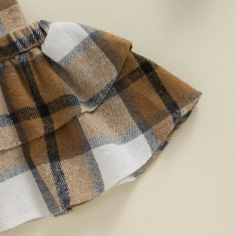 Piper Plaid Overalls Dress & Bow Outfit