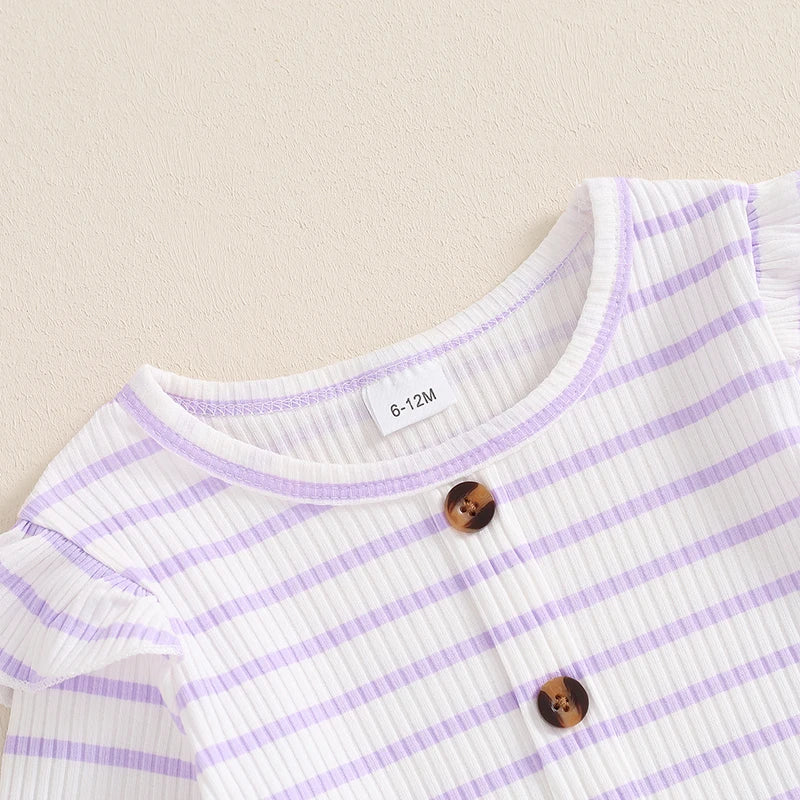 Ribbed Ruffles Patterned Top & Pants