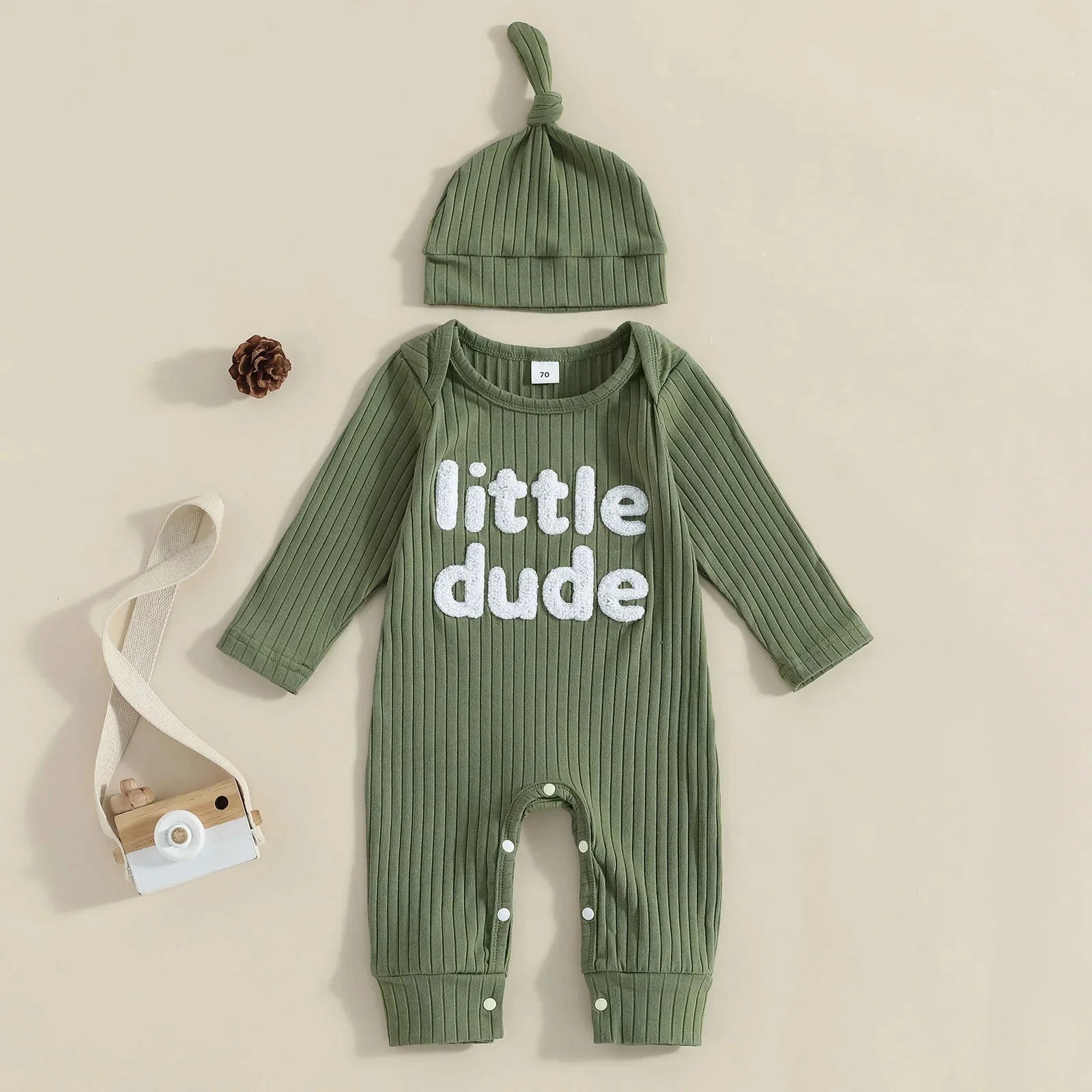Ribbed Little Dude Onesie & Hat