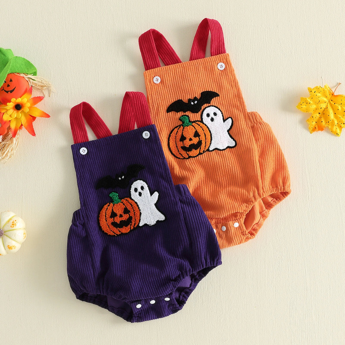 🎃👻🦇 Baby Halloween Pumpkin Ghost Romper