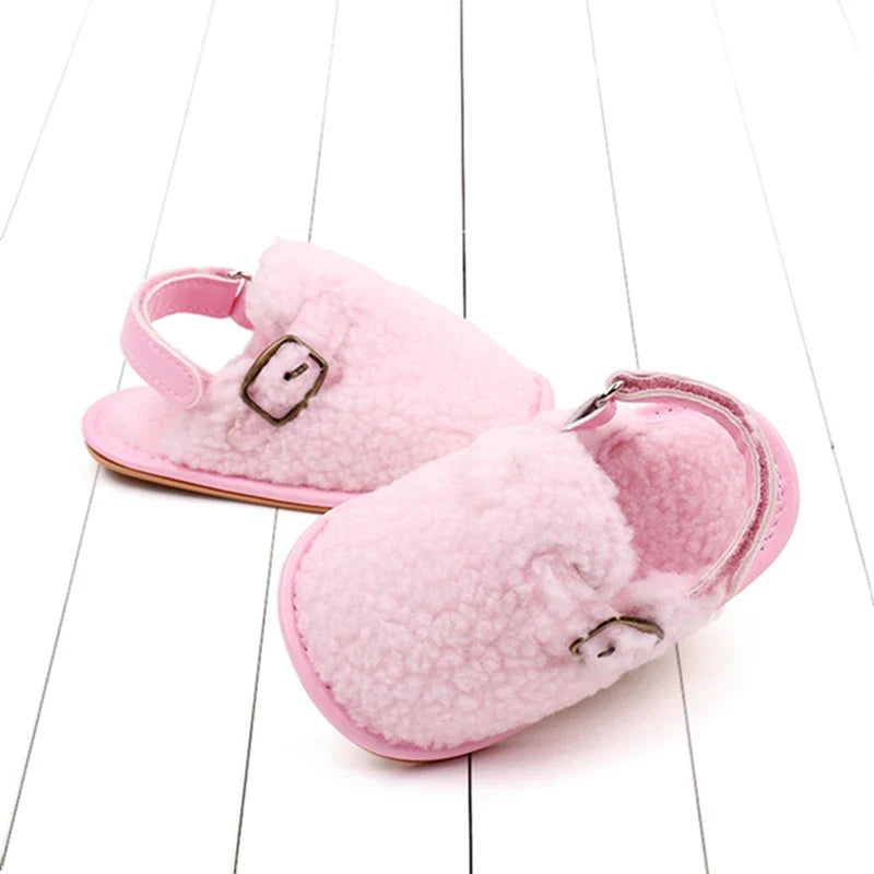 Fleece Buckle Strap Shoes