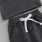 Solid Button Jogger Set