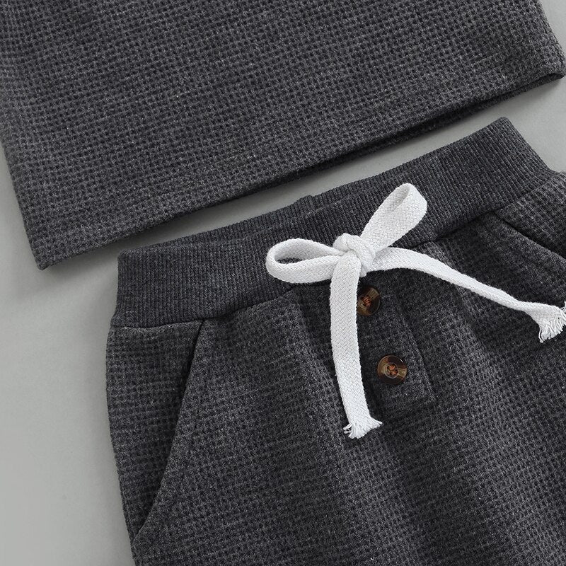 Solid Button Jogger Set