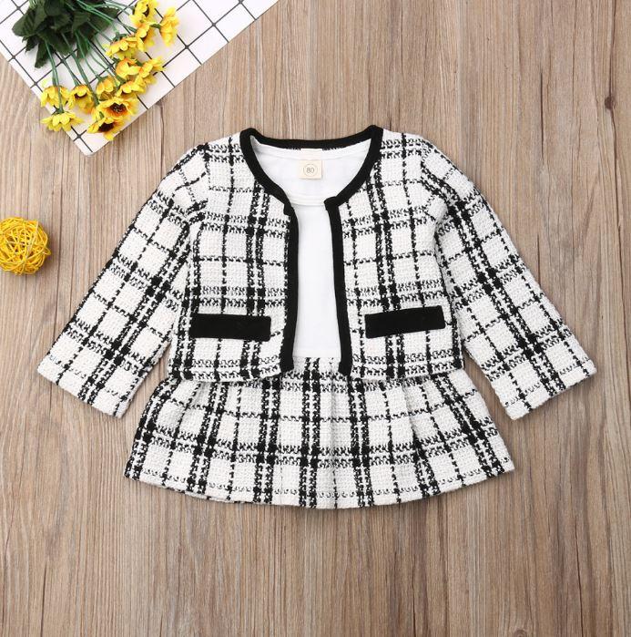Plaid Dress with Overcoat